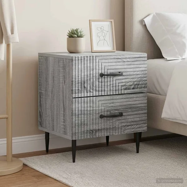 Cabinet de chevet 2 pcs Sonoma gris 43 x 34,5 x 47,5 cm