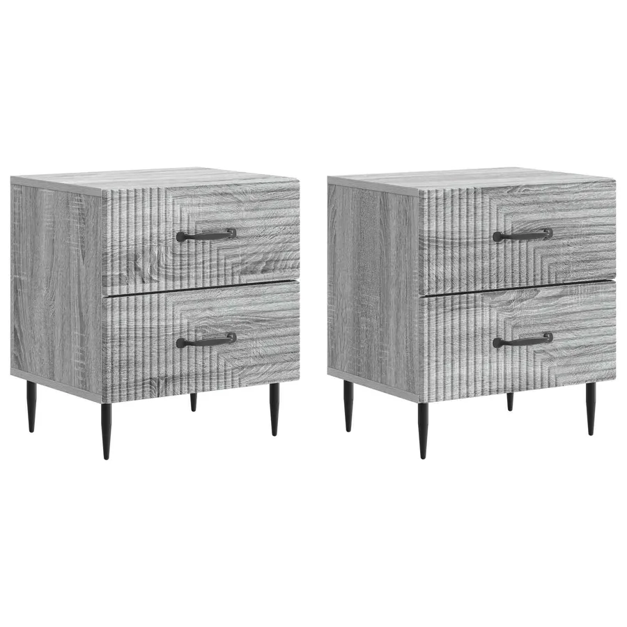 Cabinet de chevet 2 pcs Sonoma gris 43 x 34,5 x 47,5 cm - 2