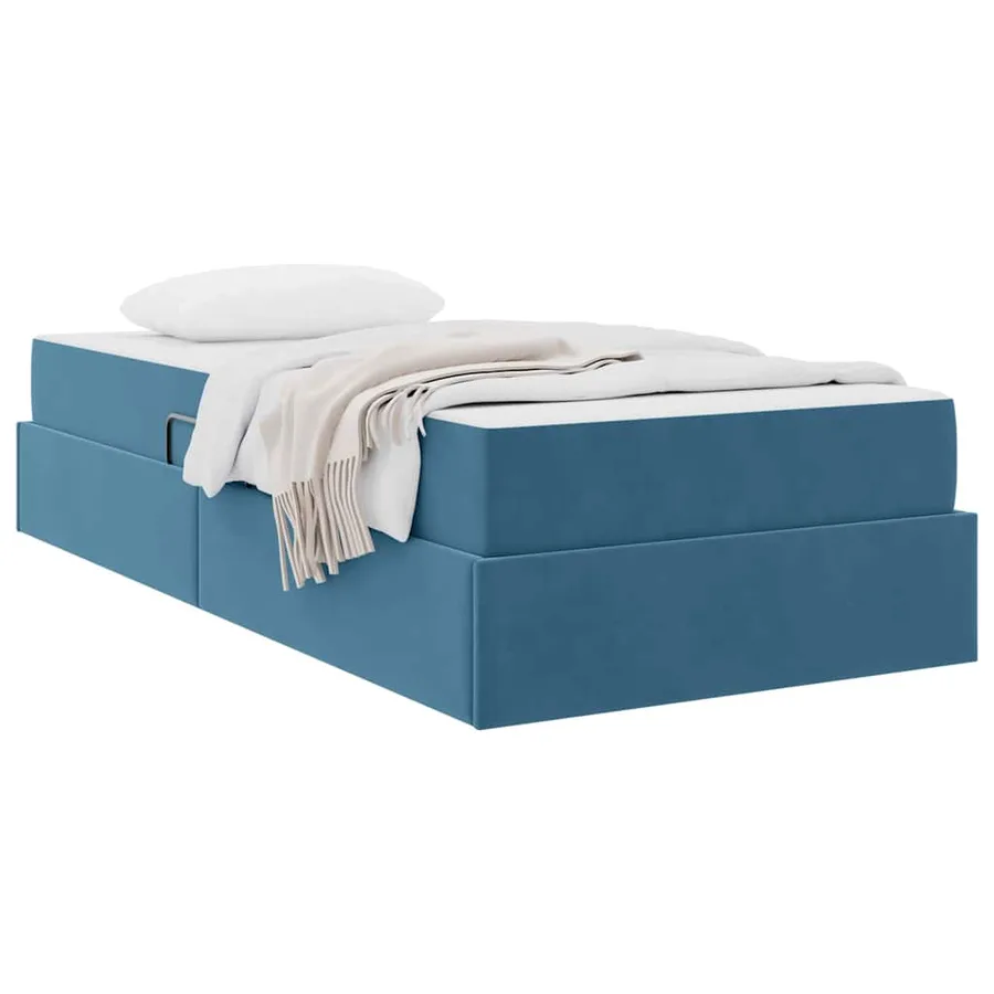 Lit avec rangement et matelas Bleu foncé 90 x 200 cm Velours - 3