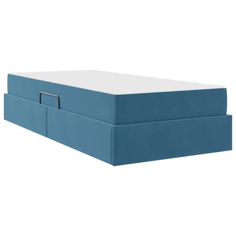 Lit avec rangement et matelas Bleu foncé 90 x 200 cm Velours - 8
