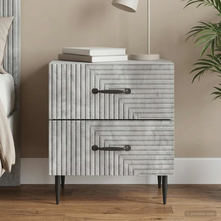 Cabinet de chevet avec tiroir Gris béton 43 x 34,5 x 47,5 cm