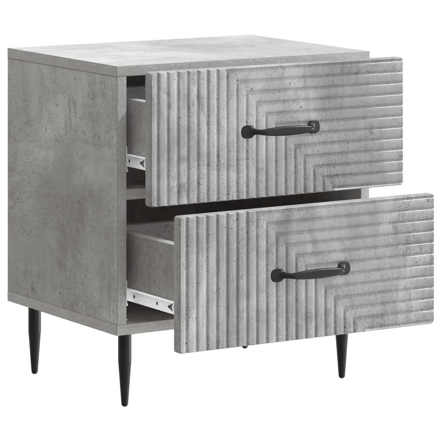 Cabinet de chevet avec tiroir Gris béton 43 x 34,5 x 47,5 cm - 4