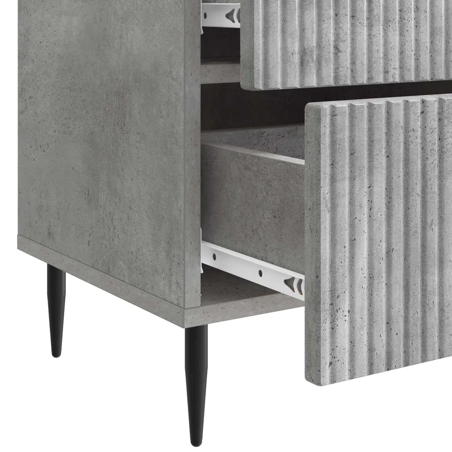 Cabinet de chevet avec tiroir Gris béton 43 x 34,5 x 47,5 cm - 9