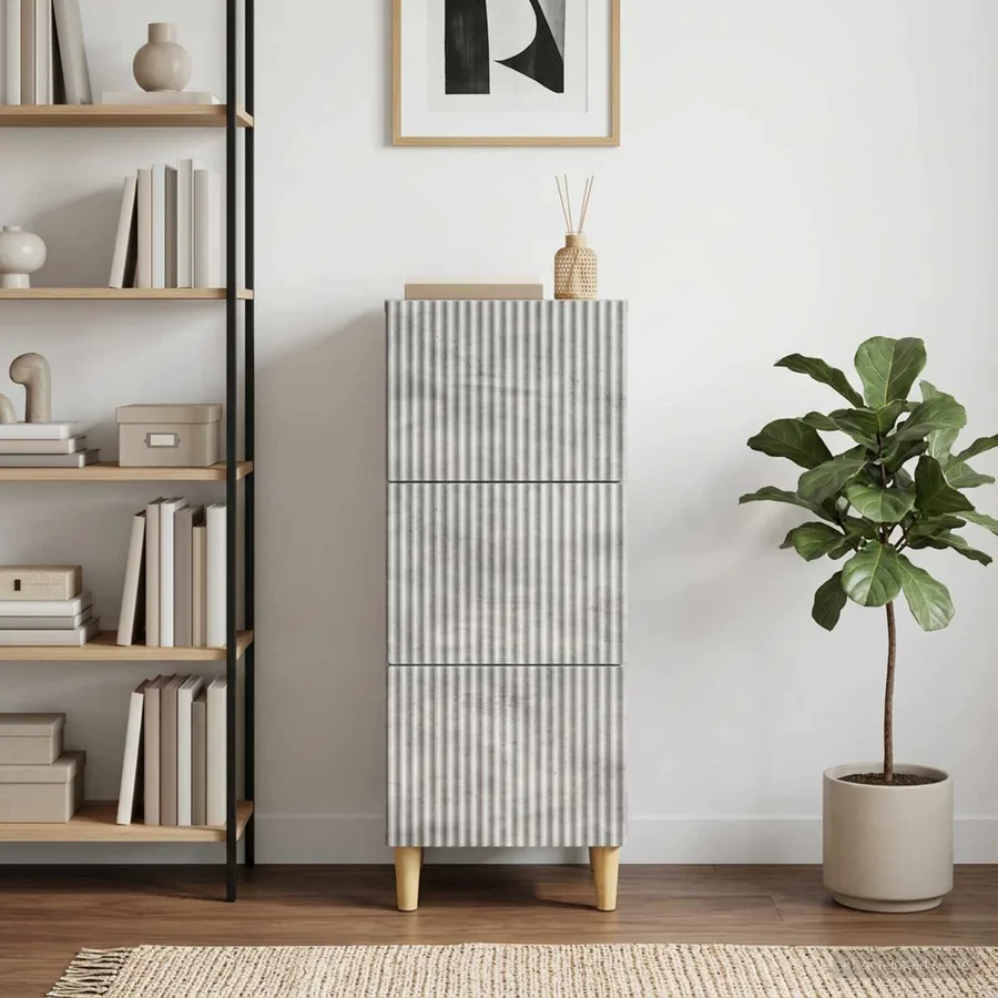 Armoire à tiroirs Gris béton 33 x 34,5 x 90 cm