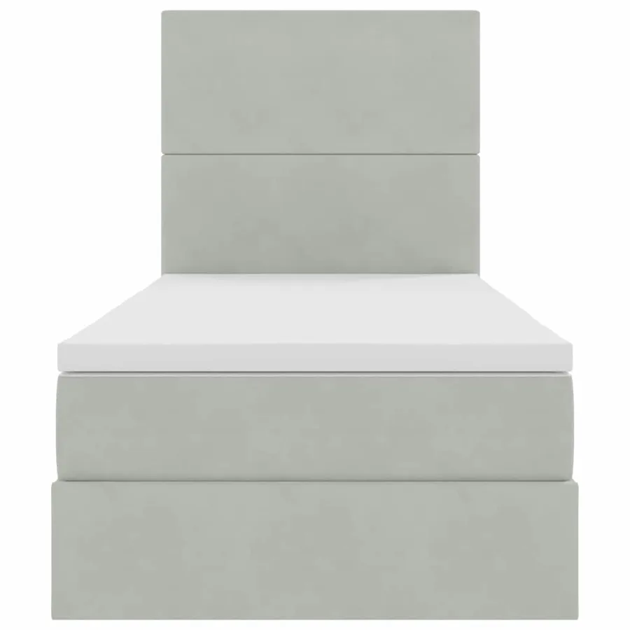 Lit avec rangement et matelas Gris clair 100 x 200 cm Velours - 7