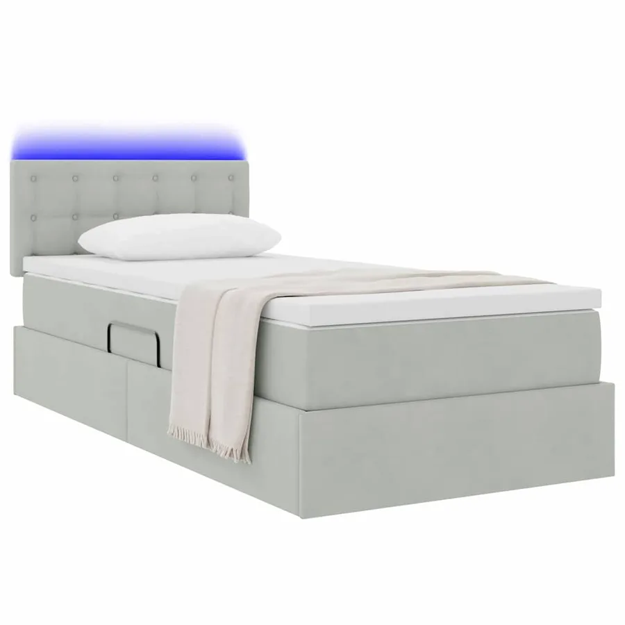 Lit de rangement LED avec matelas Gris clair 100 x 200 cm - 3