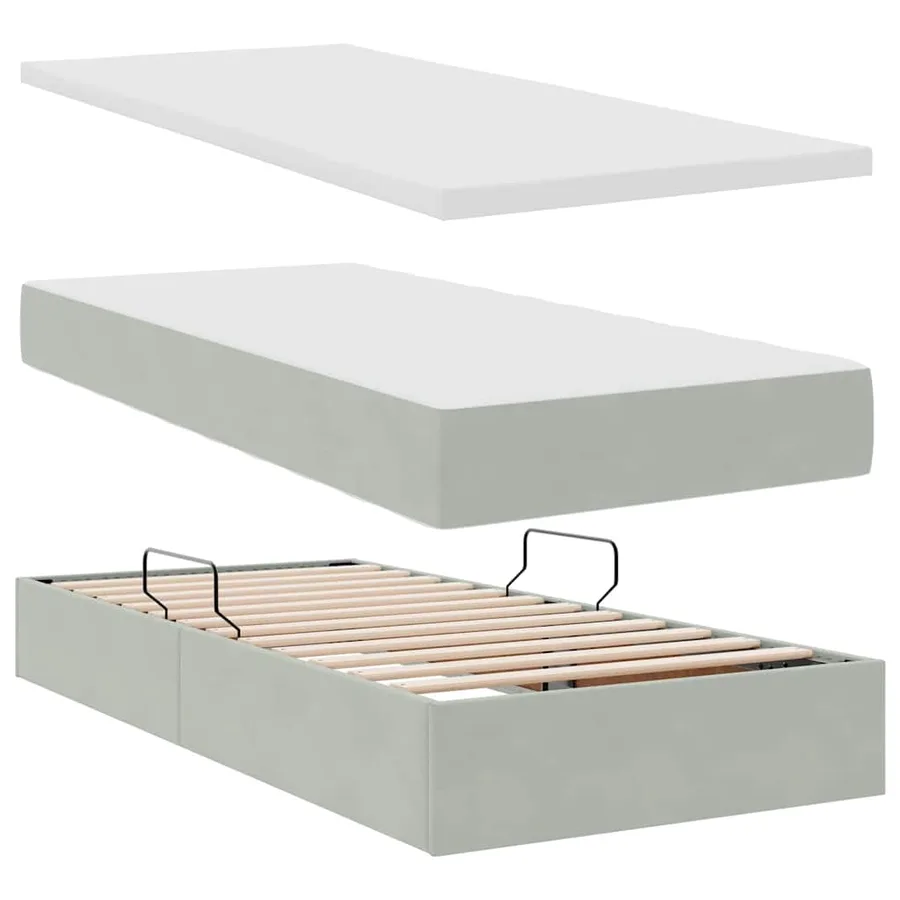 Lit de rangement LED avec matelas Gris clair 100 x 200 cm - 9