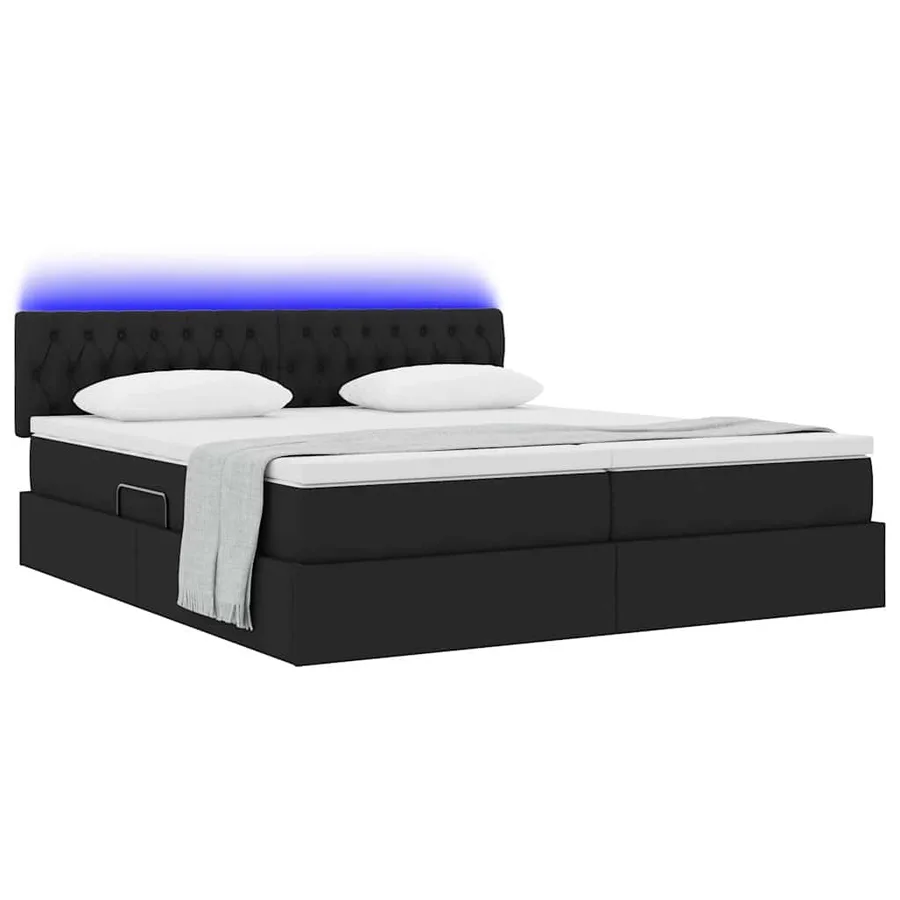 Lit de rangement LED avec matelas Noir 180 x 200 cm Tissu - 3