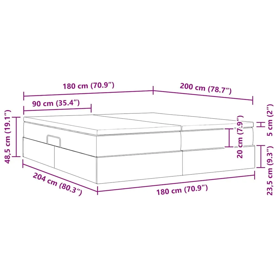 Lit avec rangement et matelas Noir 180 x 200 cm Polyester - 11