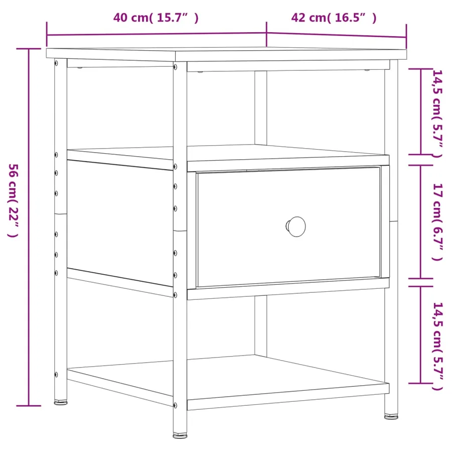 Table de chevet sonoma gris 40x42x56 cm bois d'ingénierie - 11