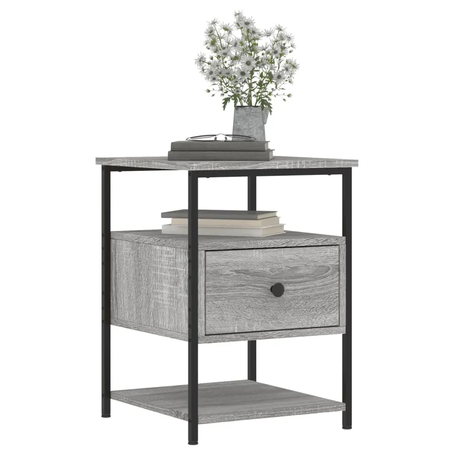 Table de chevet sonoma gris 40x42x56 cm bois d'ingénierie - 3