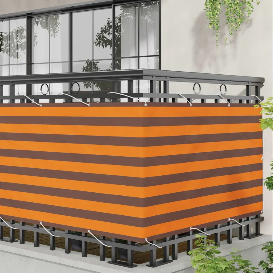 Écran de balcon Orange et marron 100 x 400 cm Tissu Oxford - 3