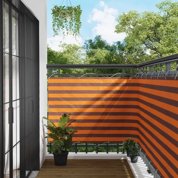 Écran de balcon Orange et marron 110 x 500 cm Tissu Oxford