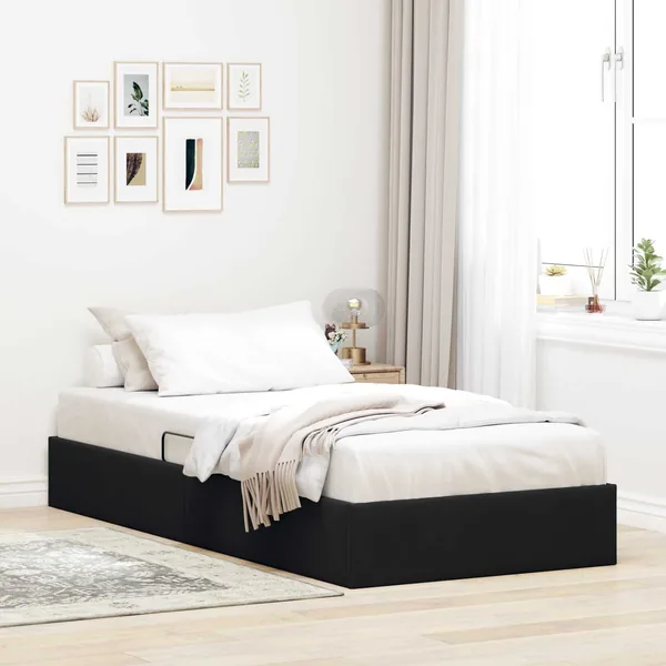 Cadre de lit ottoman avec stockage Noir 90 x 190 cm Velours