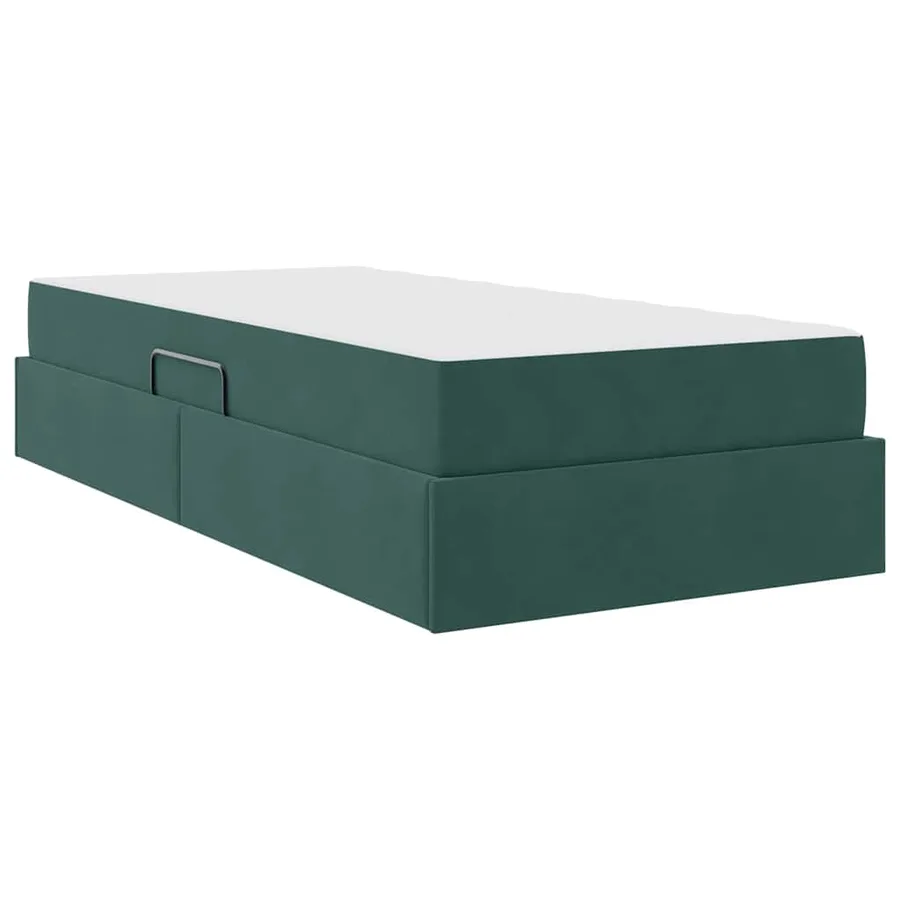 Lit avec rangement et matelas Vert foncé 90 x 190 cm Velours - 8