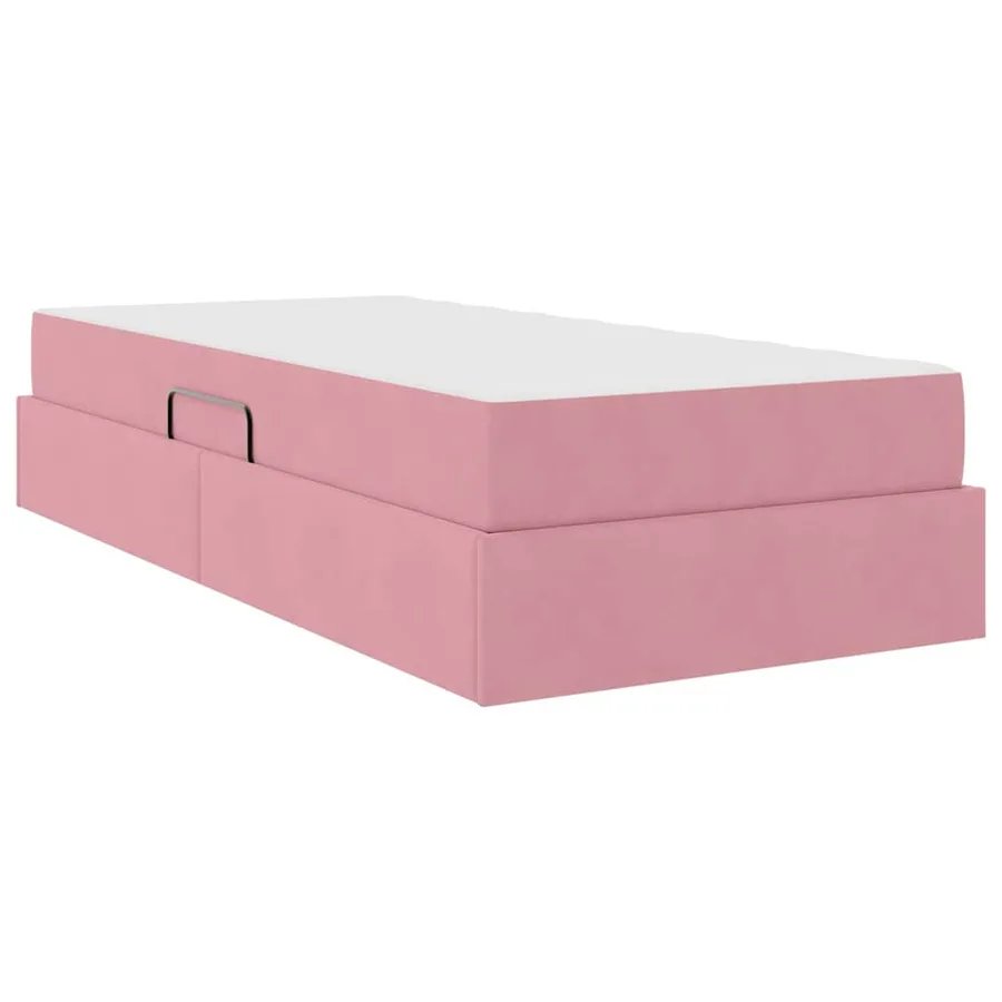 Lit avec rangement et matelas Rose 90 x 190 cm Velours - 5