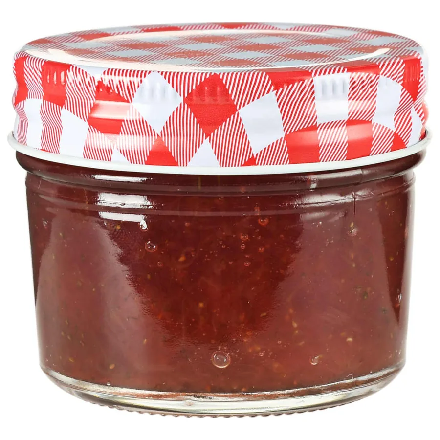 48 pcs Pots à confiture Couvercles blanc et rouge Verre 110 ml - 2