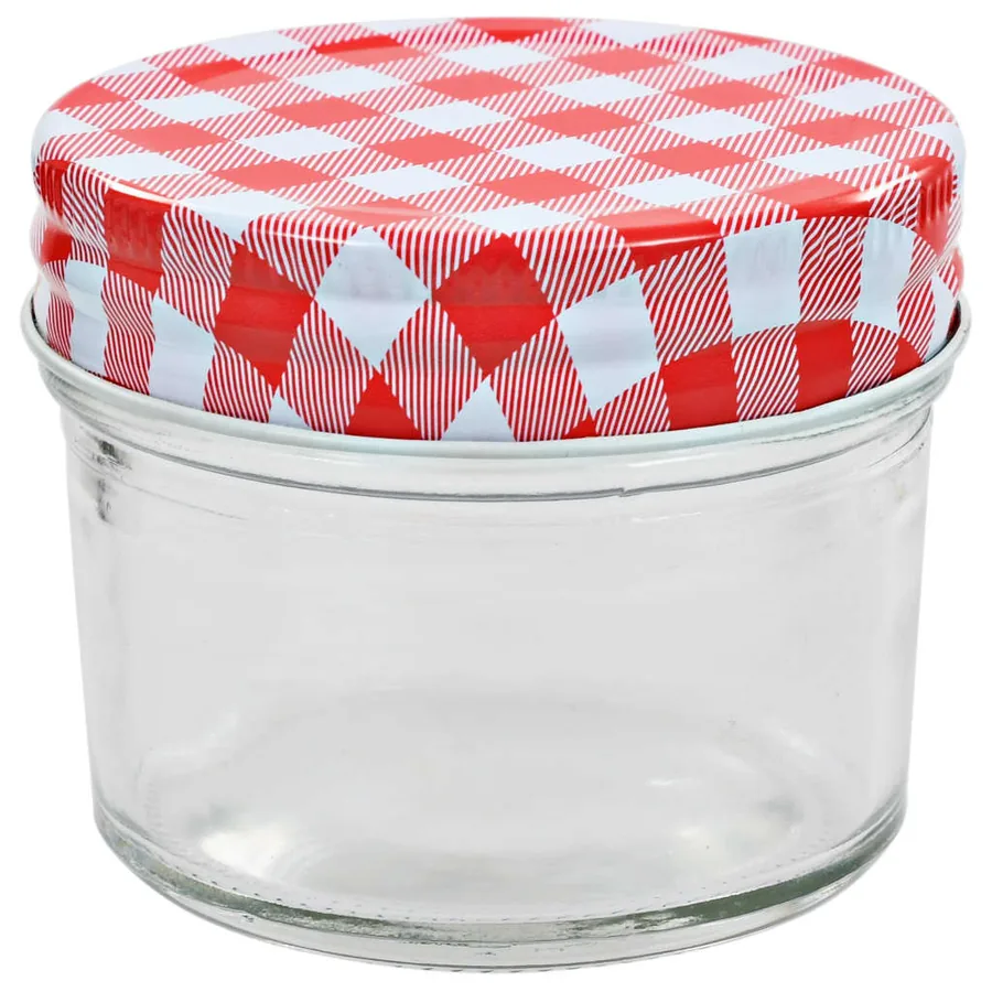 48 pcs Pots à confiture Couvercles blanc et rouge Verre 110 ml - 3