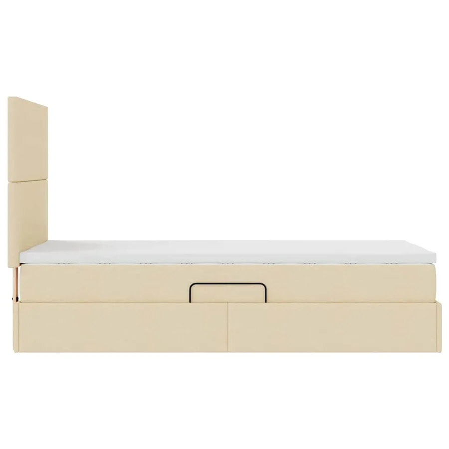 Lit de rangement LED avec matelas Crème 100 x 200 cm Tissu - 11