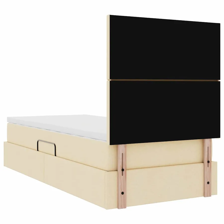 Lit avec rangement et matelas Crème 100 x 200 cm tissu - 11