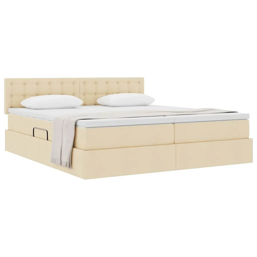 Lit de Rangement Crème 200 x 200 cm Cuir synthétique - 3