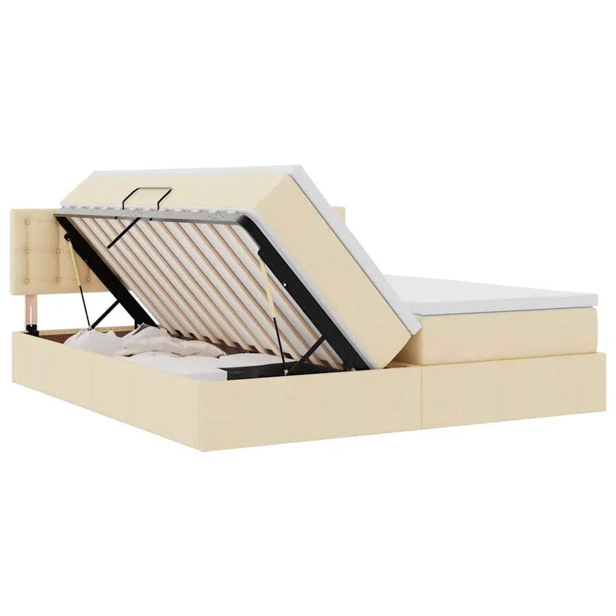 Lit de Rangement Crème 200 x 200 cm Cuir synthétique - 7