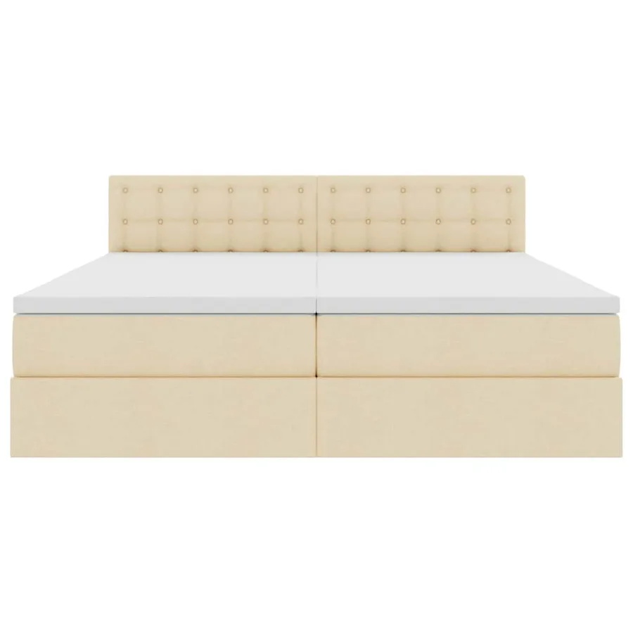 Lit de Rangement Crème 200 x 200 cm Cuir synthétique - 8