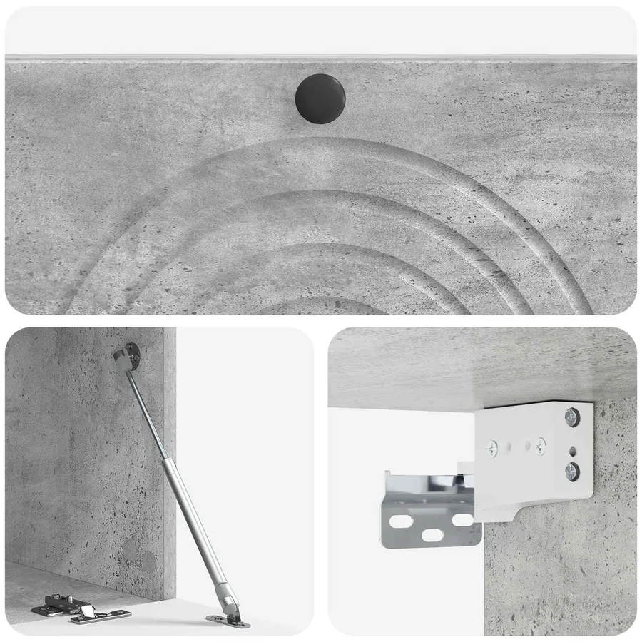 Meuble TV mural Gris béton 99 x 41 x 30 cm Bois d'ingénierie - 9