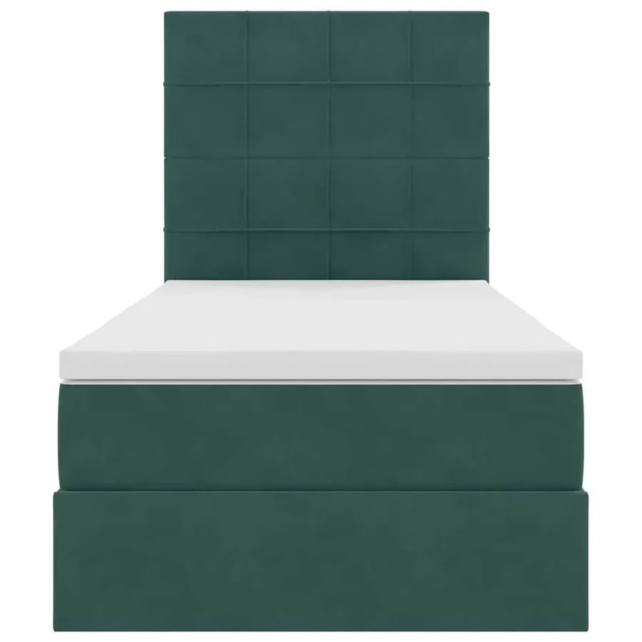 Lit avec rangement et matelas Vert foncé 100 x 200 cm Velours - 7