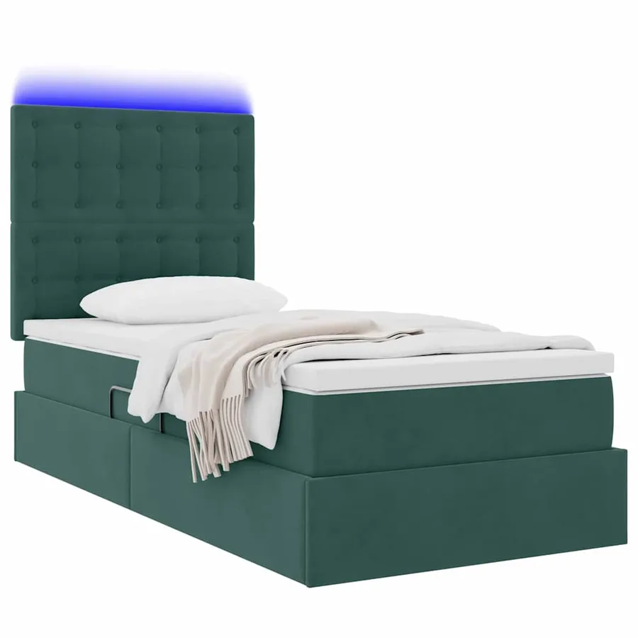 Lit de rangement LED avec matelas Vert foncé 100 x 200 cm - 3