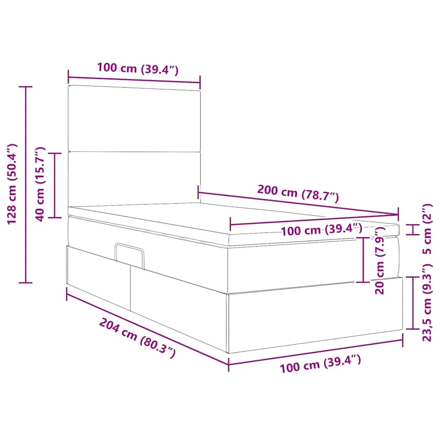 Lit de rangement LED avec matelas Vert foncé 100 x 200 cm - 17