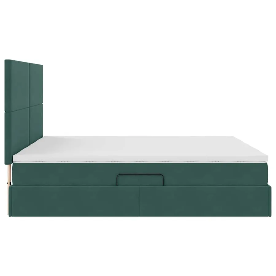 Lit de rangement LED avec matelas Vert foncé 200 x 200 cm - 12