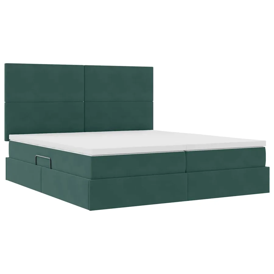 Lit de rangement LED avec matelas Vert foncé 200 x 200 cm - 6