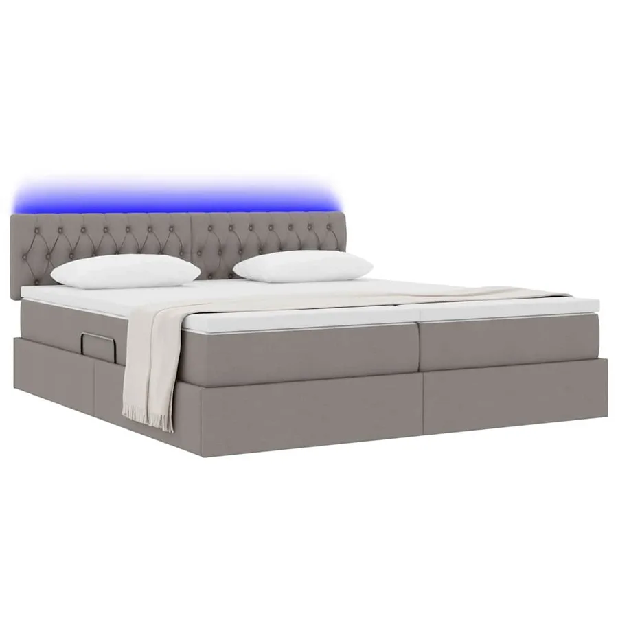 Lit de rangement LED avec matelas Taupe 200 x 200 cm Tissu - 3