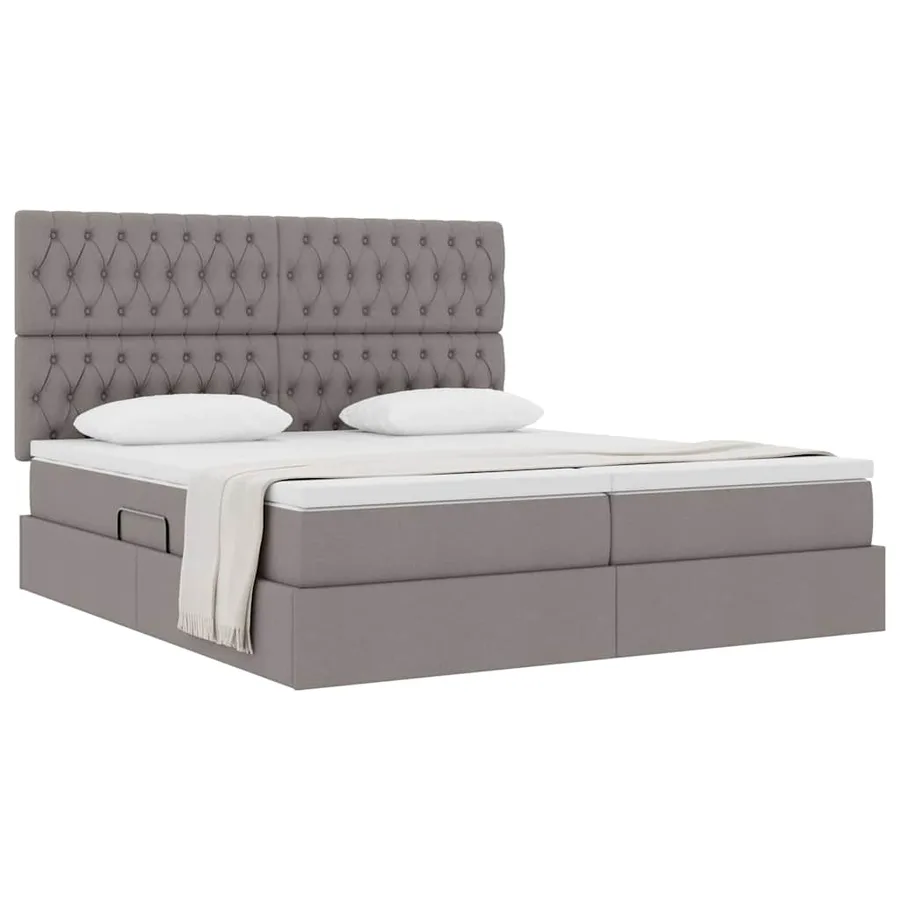 Lit de Rangement avec tête de lit Taupe 200 x 200 cm Tissu - 3