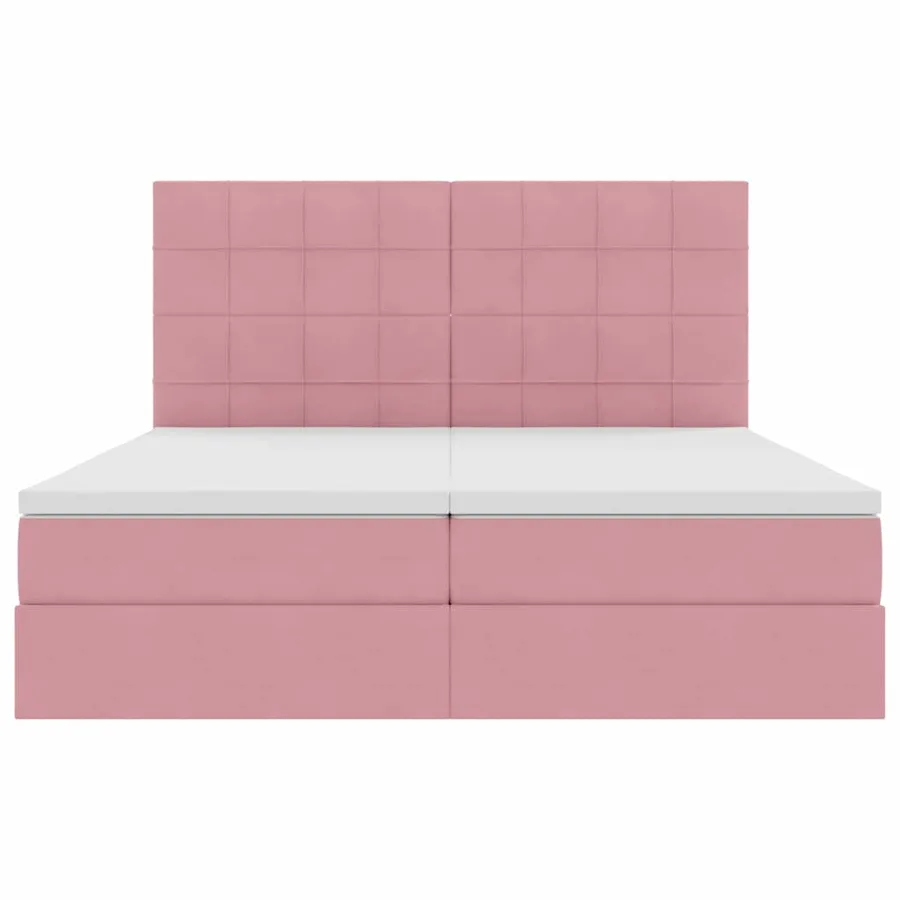 Lit de rangement LED avec matelas Rose 200 x 200 cm Velours - 11