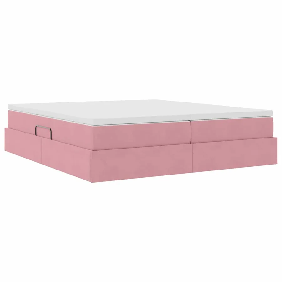 Lit avec rangement et matelas Rose 200 x 200 cm Velours - 8