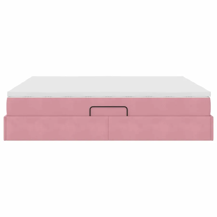 Lit avec rangement et matelas Rose 200 x 200 cm Velours - 9
