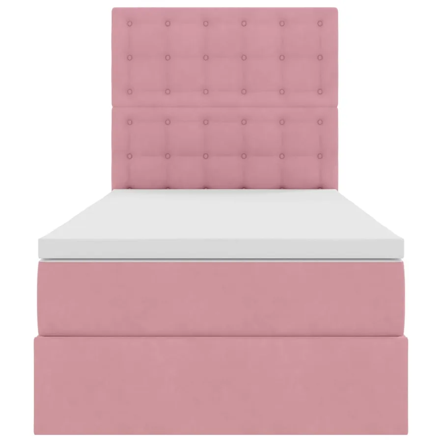 Lit avec rangement et matelas Rose 100 x 200 cm Velours - 7