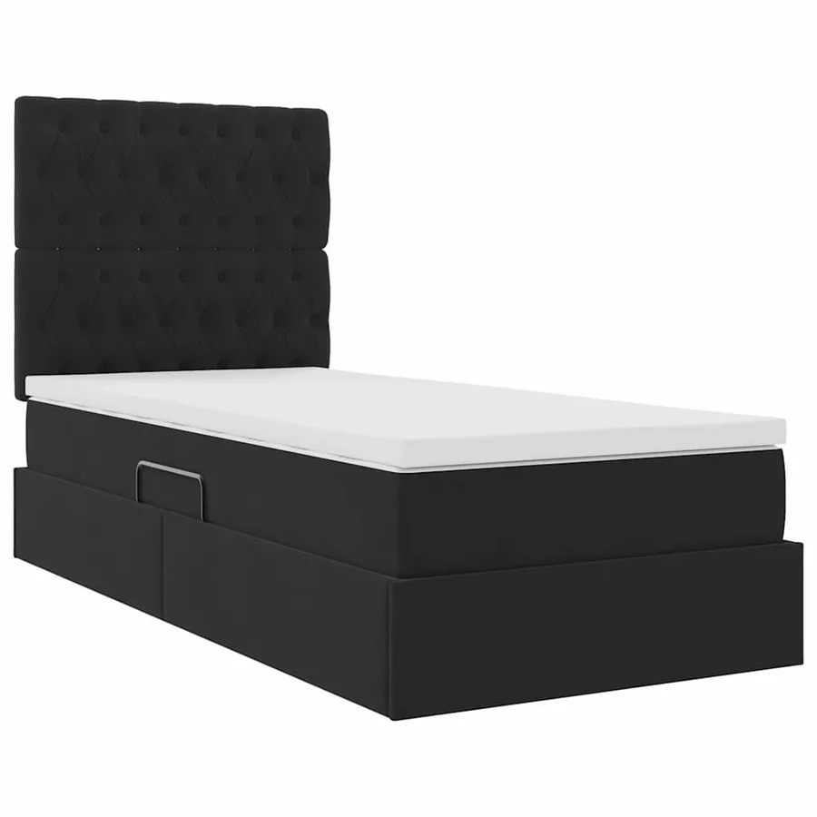 Lit avec rangement et matelas Noir 100 x 200 cm Velours - 5