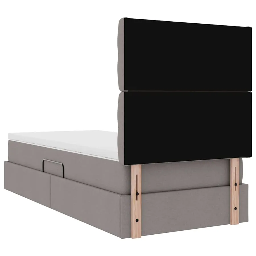 Lit avec rangement et matelas Taupe 100 x 200 cm tissu - 11