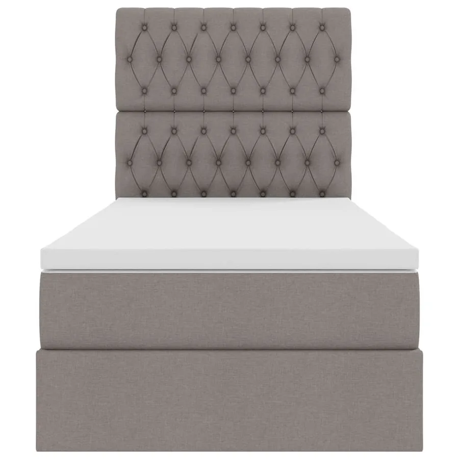 Lit avec rangement et matelas Taupe 100 x 200 cm tissu - 7