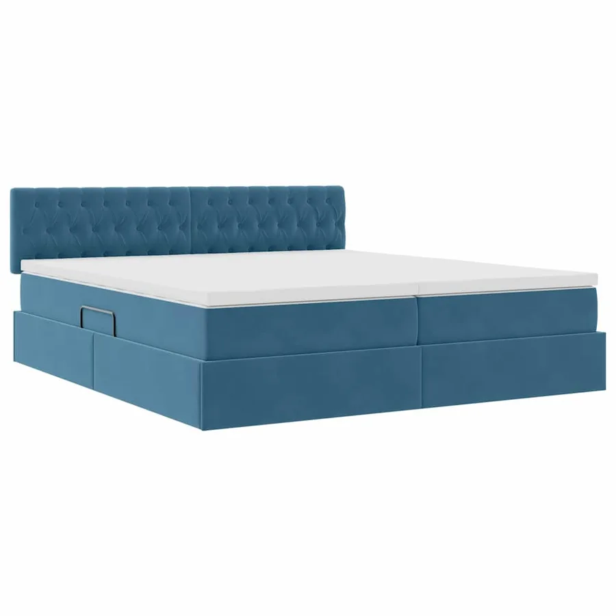 Lit de rangement LED avec matelas Bleu foncé 200 x 200 cm - 6