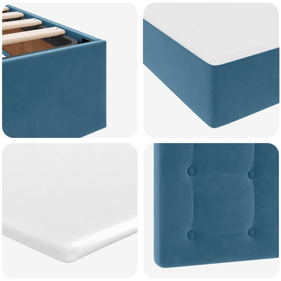 Lit de rangement LED avec matelas Bleu foncé 200 x 200 cm - 14