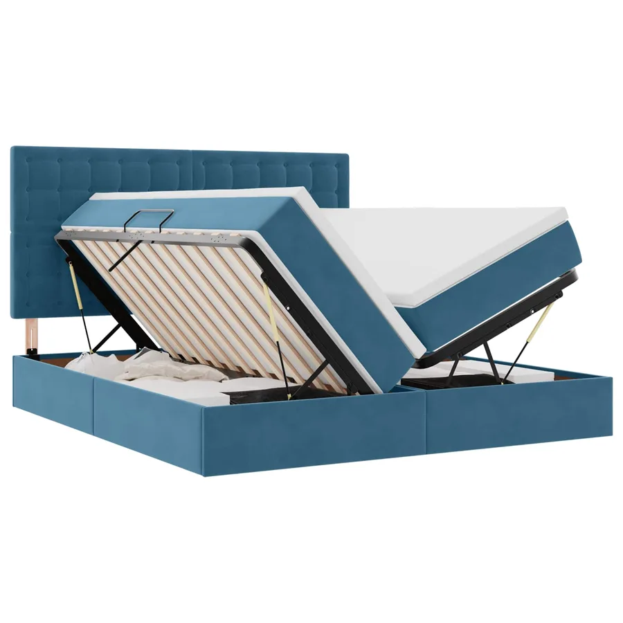 Lit de rangement LED avec matelas Bleu foncé 200 x 200 cm - 2