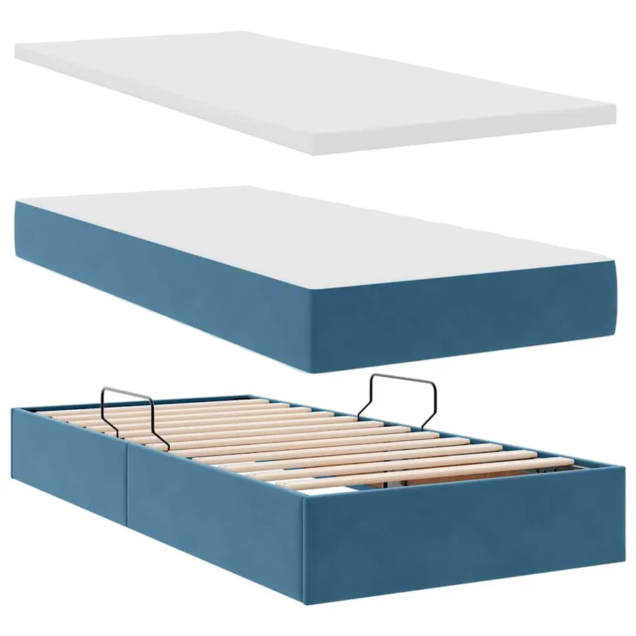 Lit de rangement LED avec matelas Bleu foncé 200 x 200 cm - 9
