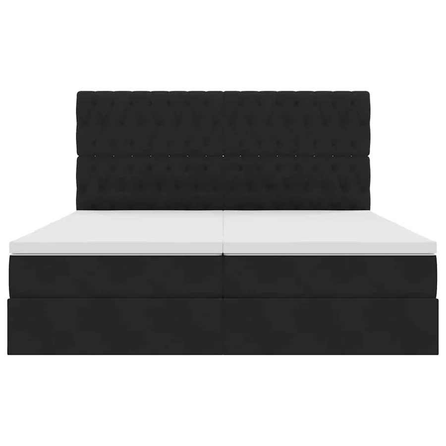 Lit de rangement LED avec matelas Noir 200 x 200 cm Velours - 11