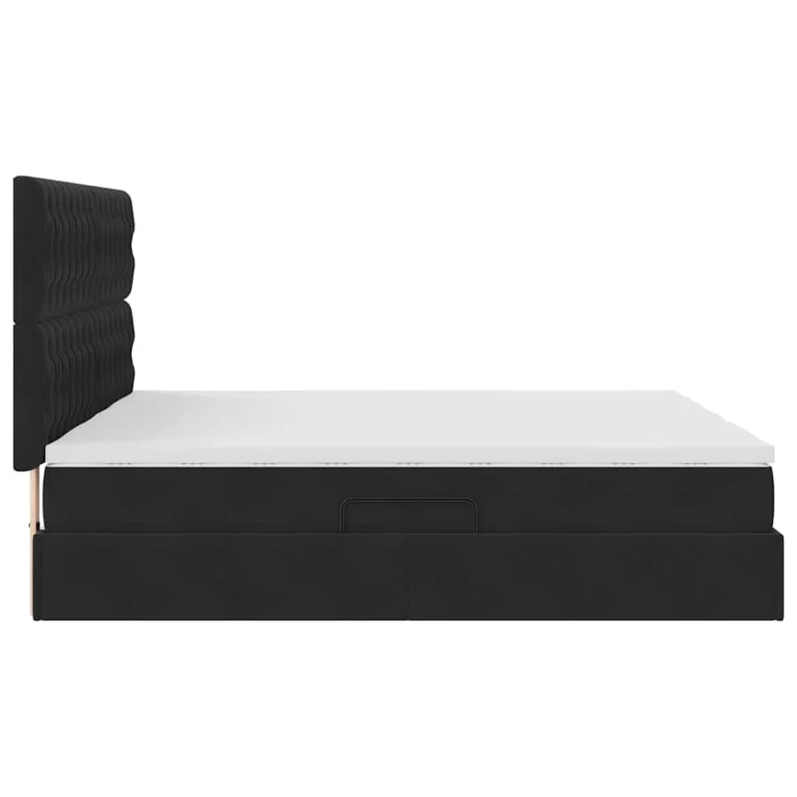 Lit de rangement LED avec matelas Noir 200 x 200 cm Velours - 12