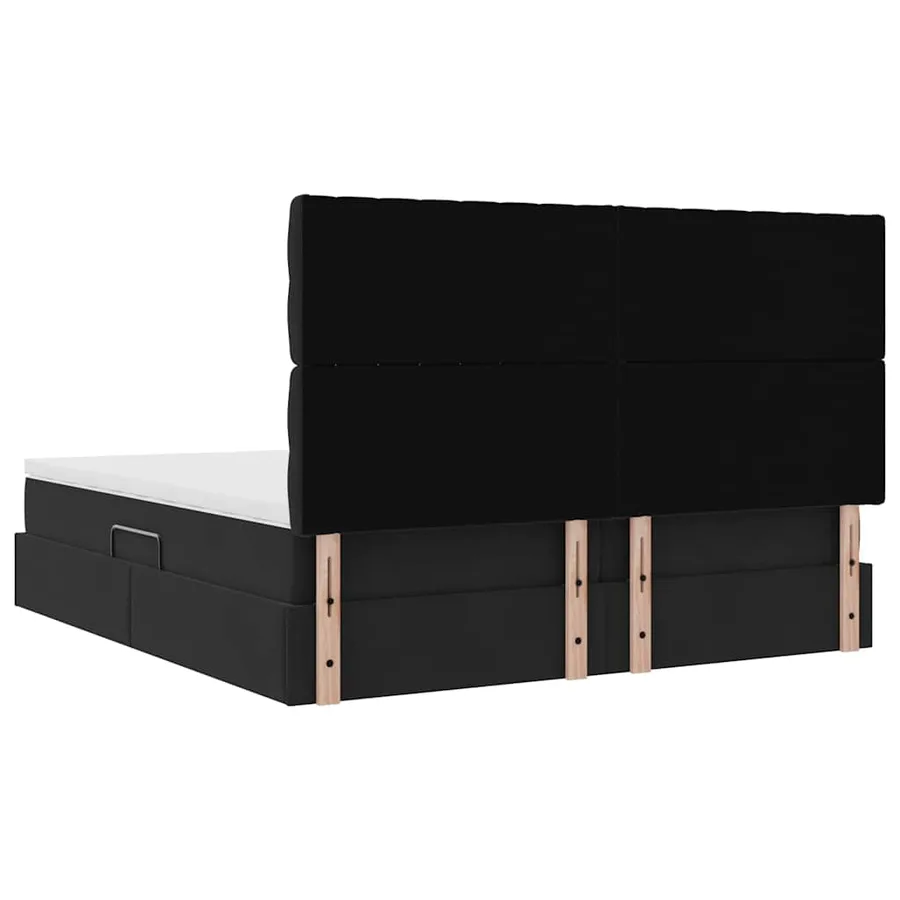 Lit de rangement LED avec matelas Noir 200 x 200 cm Velours - 13