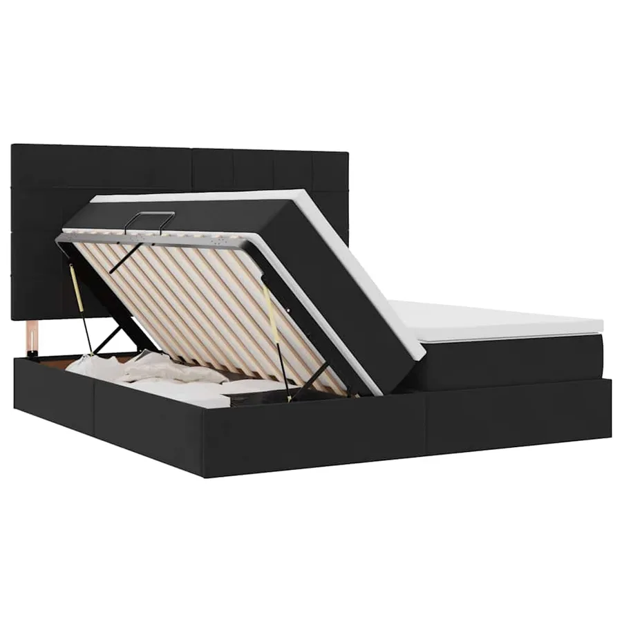 Lit de Rangement avec tête de lit Noir 200 x 200 cm Velours - 7